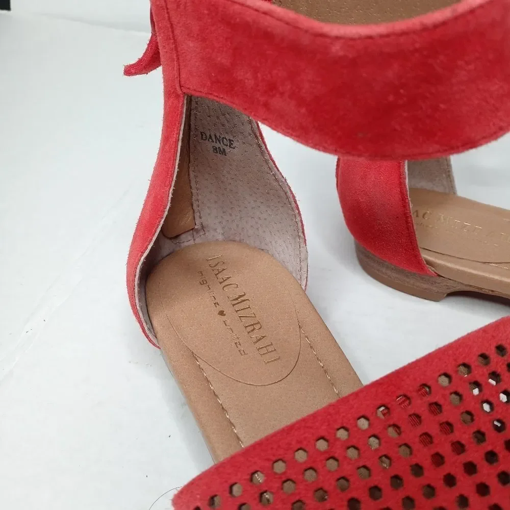 Isaac Mizrahi red ankle strap sandals size 8